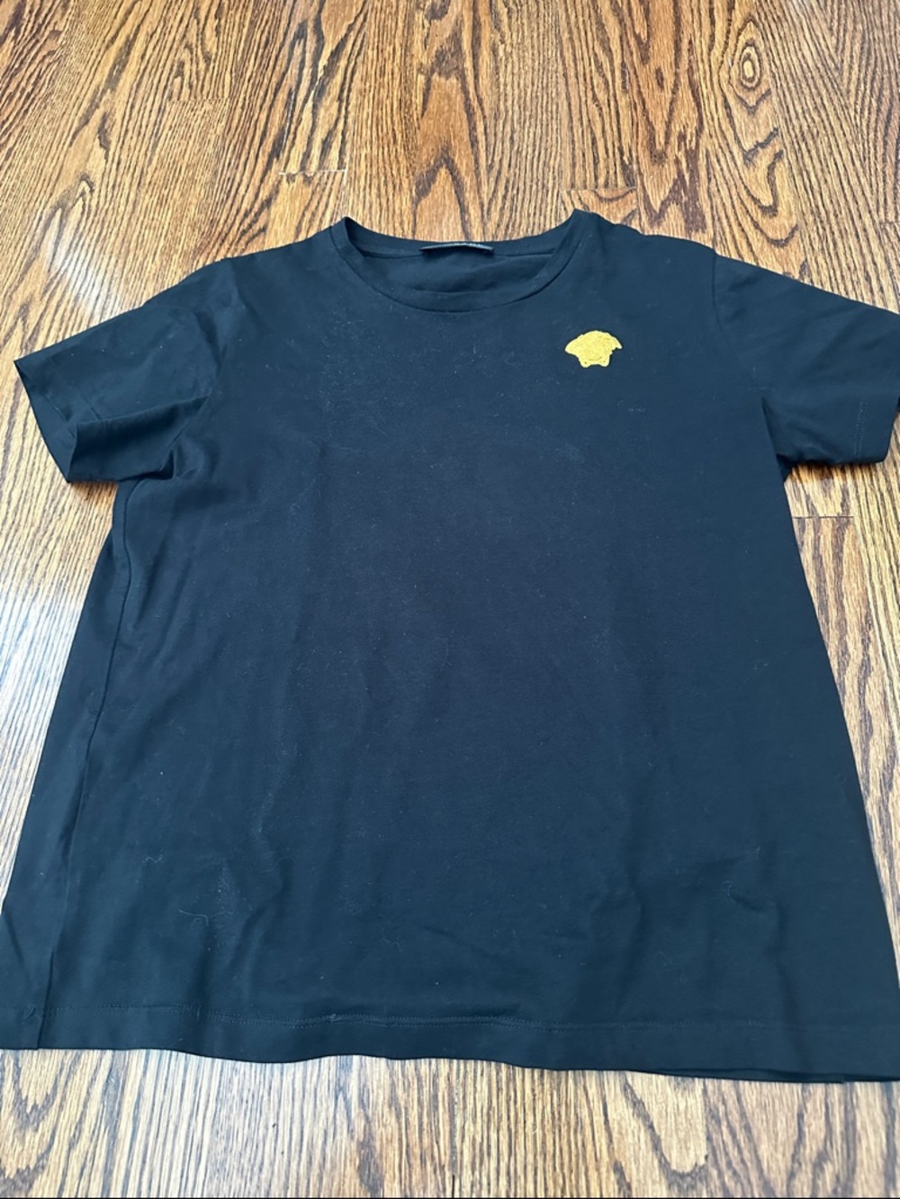 Versace Black Tank Top with Yellow Medusa Patch